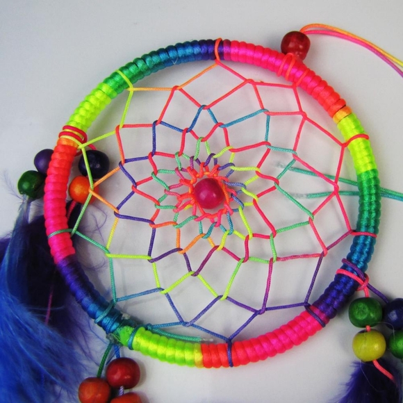 Round colorful dream catcher feathers Beaded - Picture 2 of 3